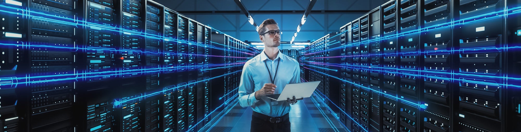 Tech working in Data Center